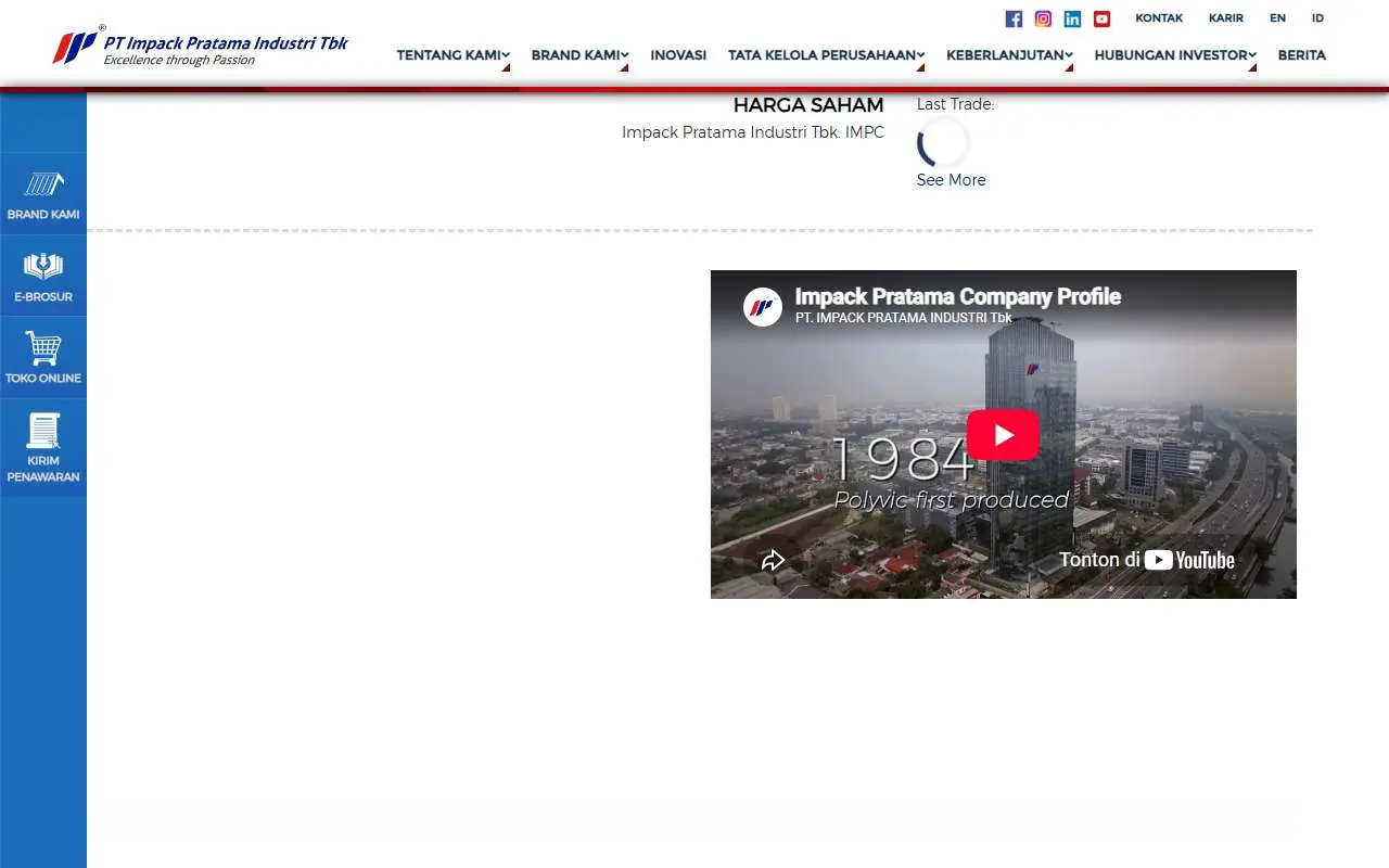 Tampilan website resmi Impack Pratama Industri (impack-pratama.com)
