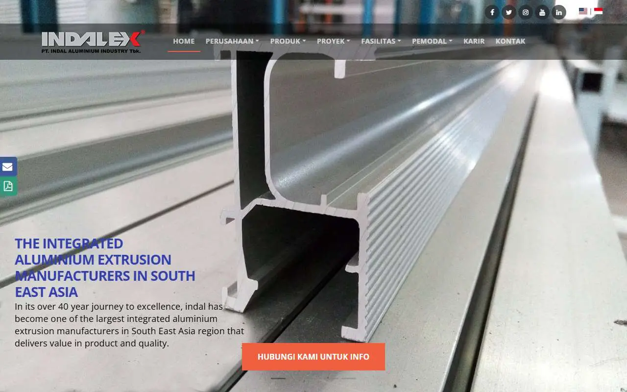 Tampilan website resmi Indal Aluminium Industry (indalcorp.com)