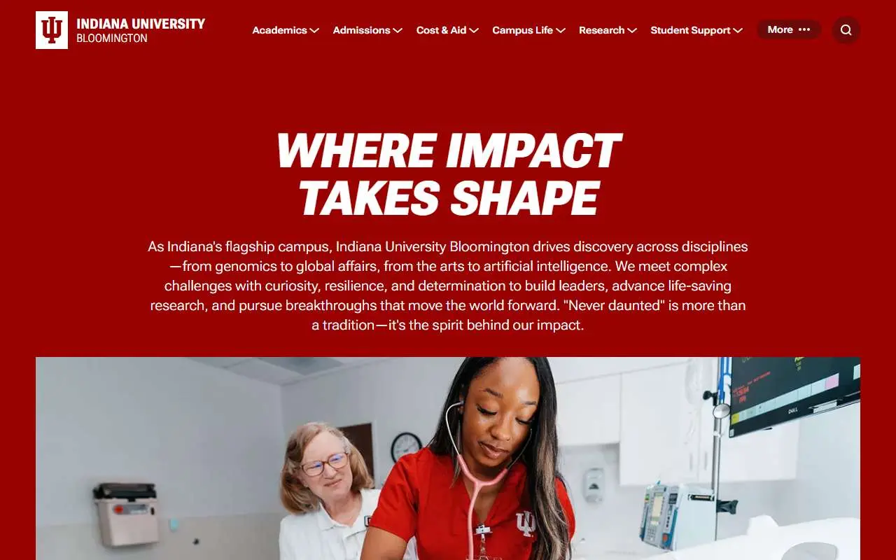 Tampilan website resmi Universitas Indiana Bloomington (bloomington.iu.edu)
