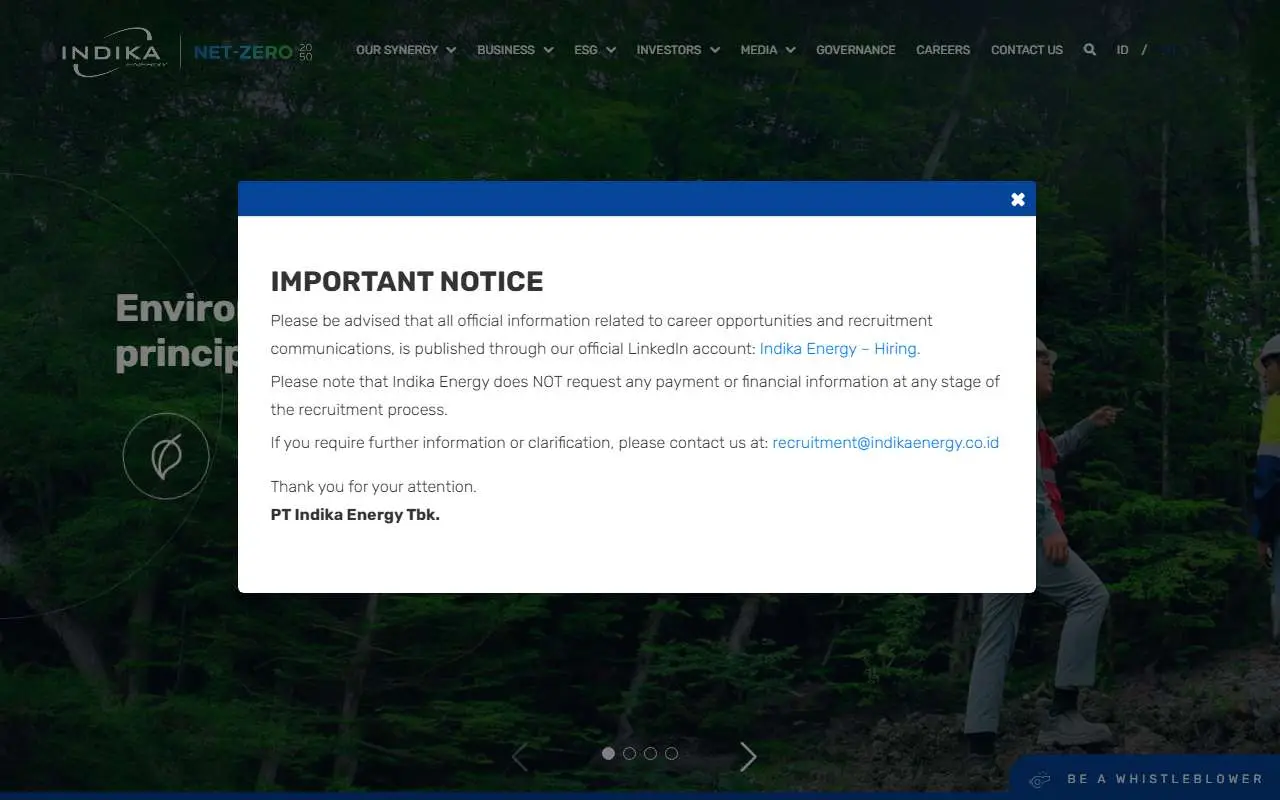 Tampilan website resmi Indika Energy (indikaenergy.co.id)