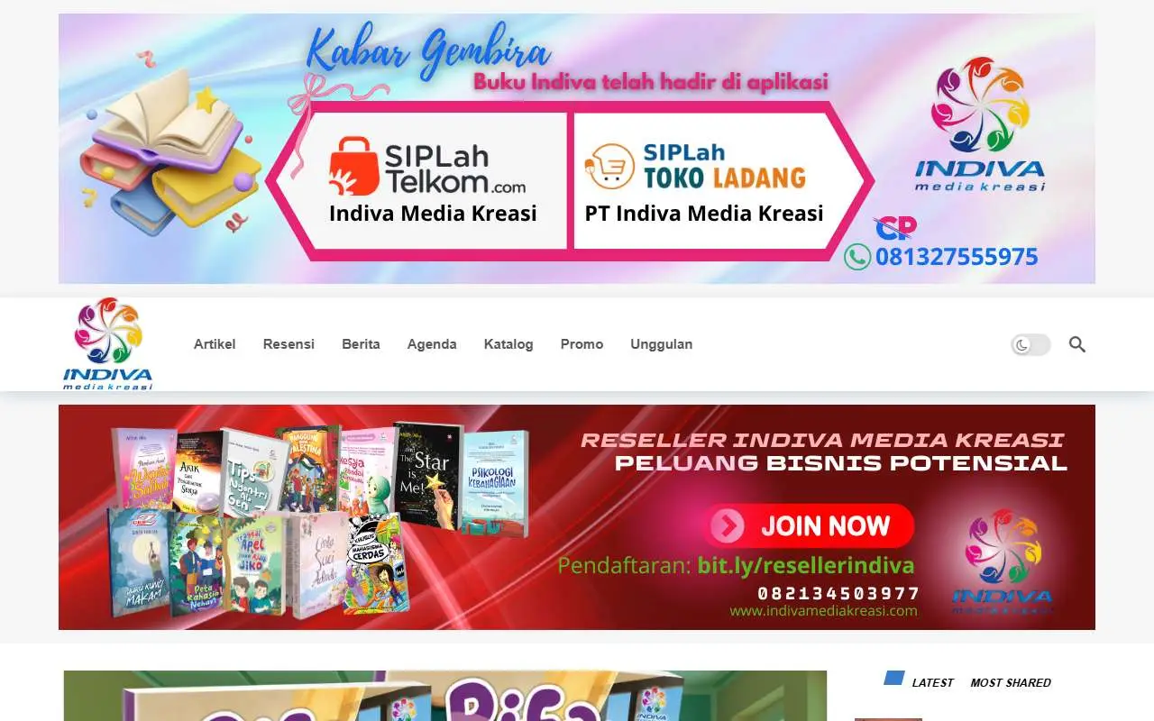 Tampilan website resmi Indiva Media Kreasi (indivamediakreasi.com)