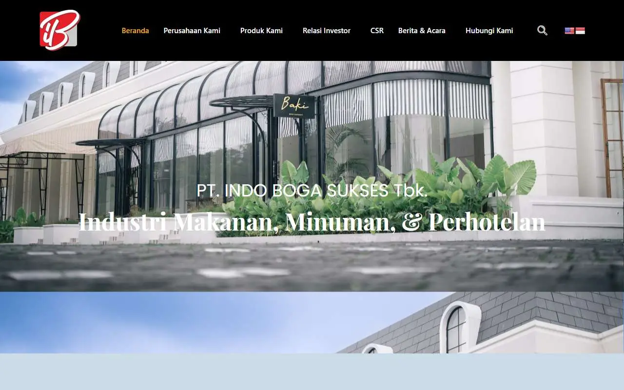 Tampilan website resmi Indo Boga Sukses (indobogasukses.com)