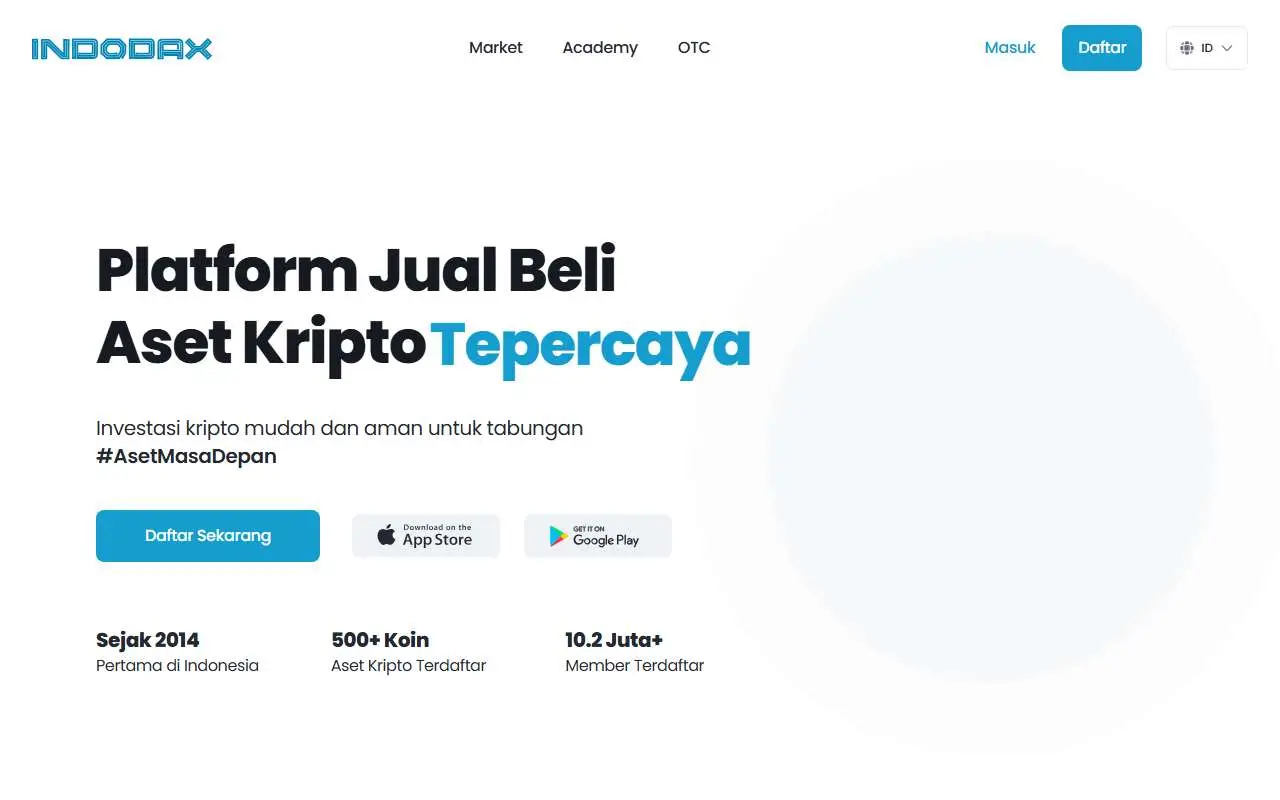 Tampilan website resmi Indodax (indodax.com)