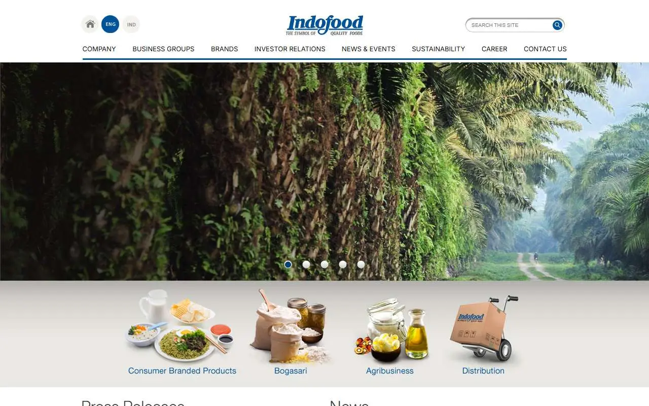 Tampilan website resmi Indofood (indofood.com)