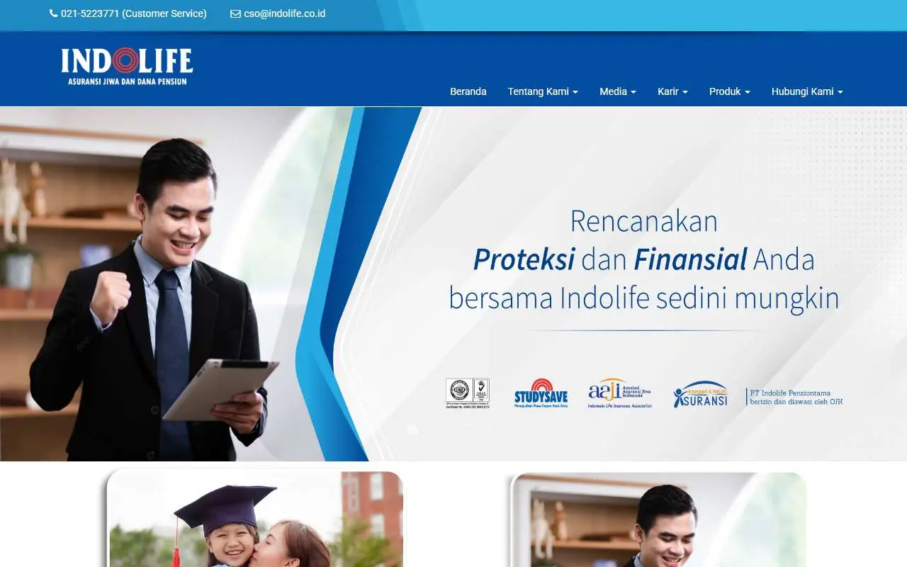 Tampilan website resmi Indolife Pensiontama (indolife.co.id)