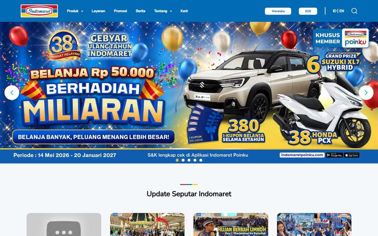 Tampilan website resmi Indomaret (indomaret.co.id)