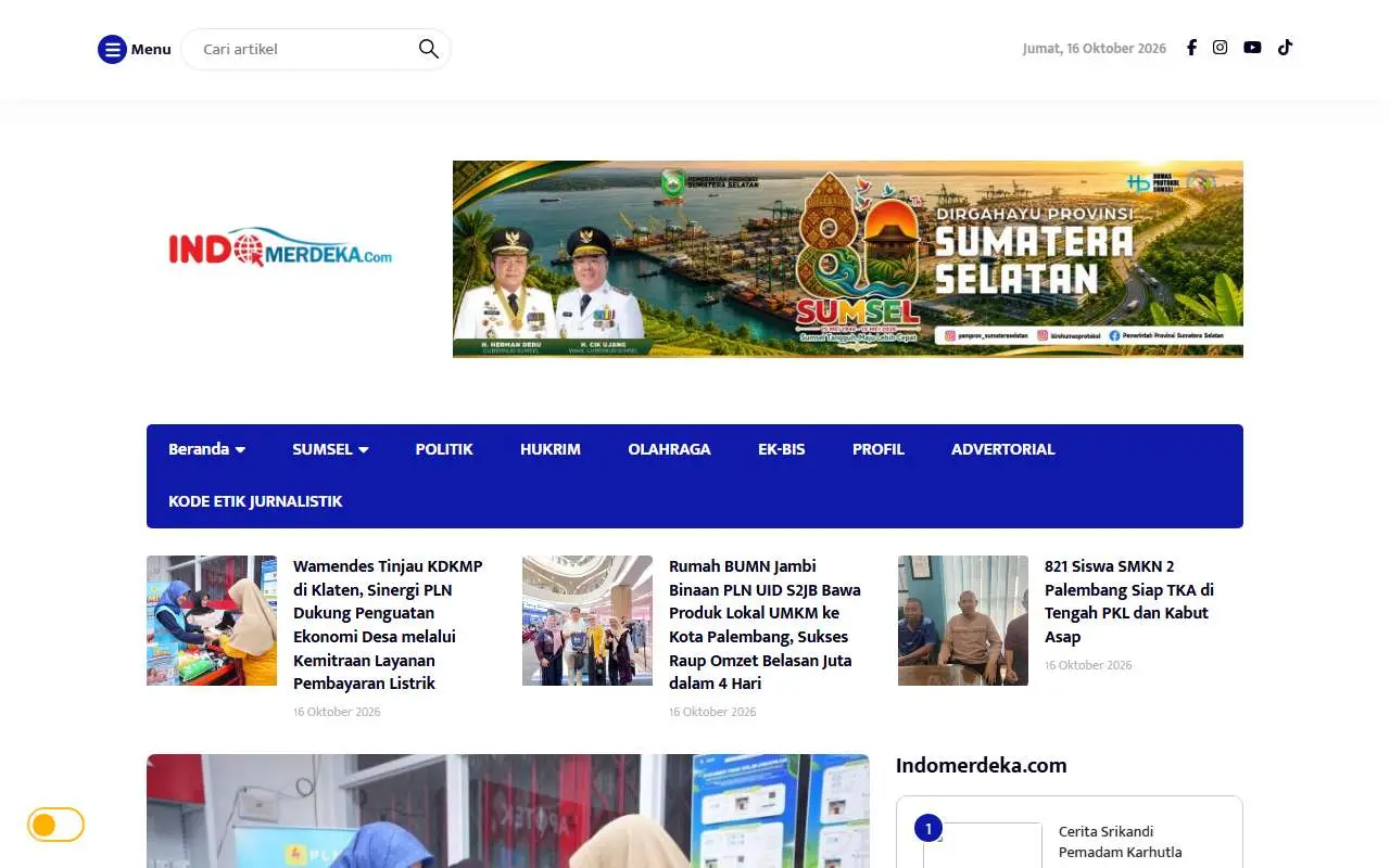 Tampilan website resmi Indo Merdeka (indomerdeka.com)