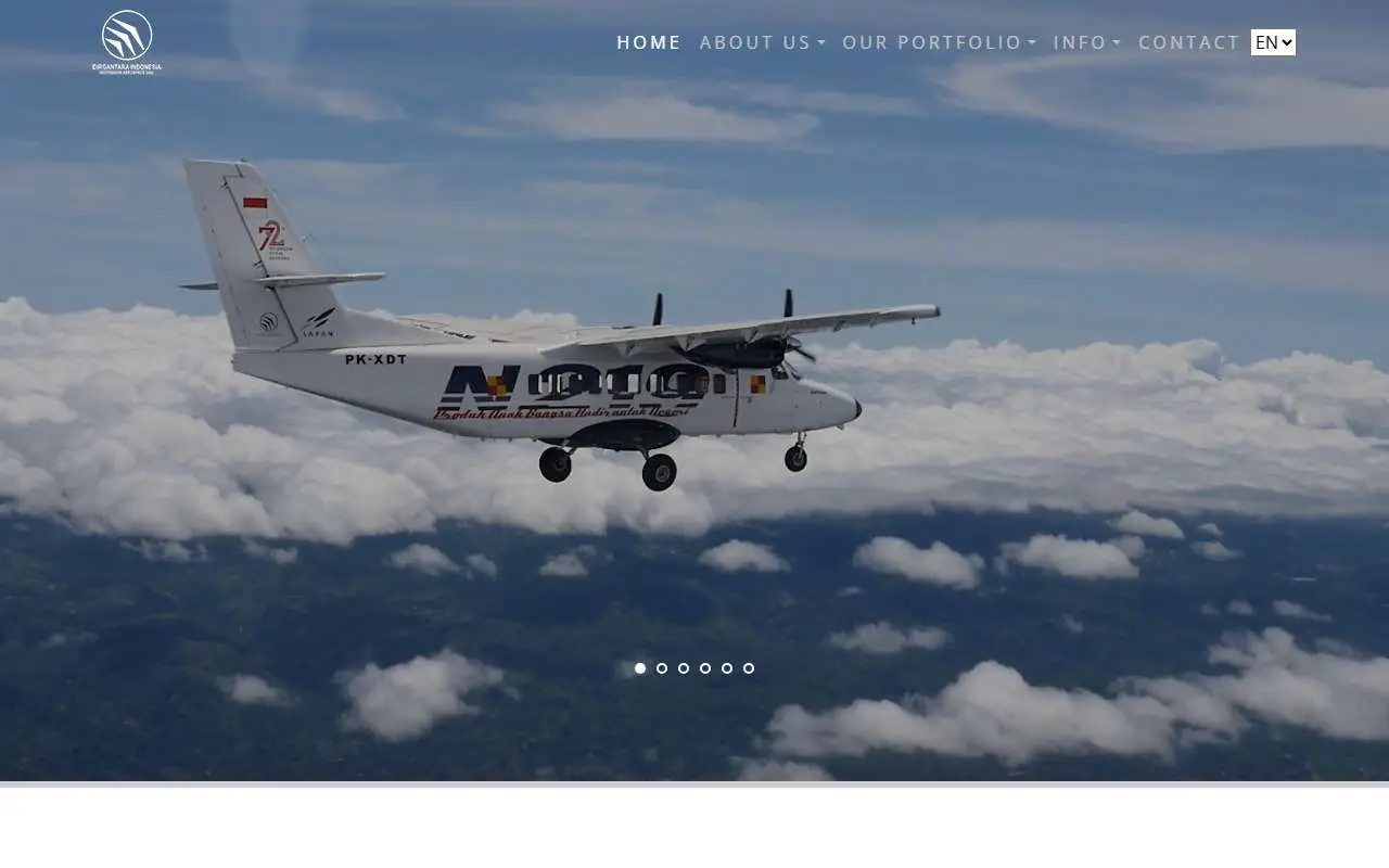 Tampilan website resmi PT Dirgantara Indonesia (indonesian-aerospace.com)