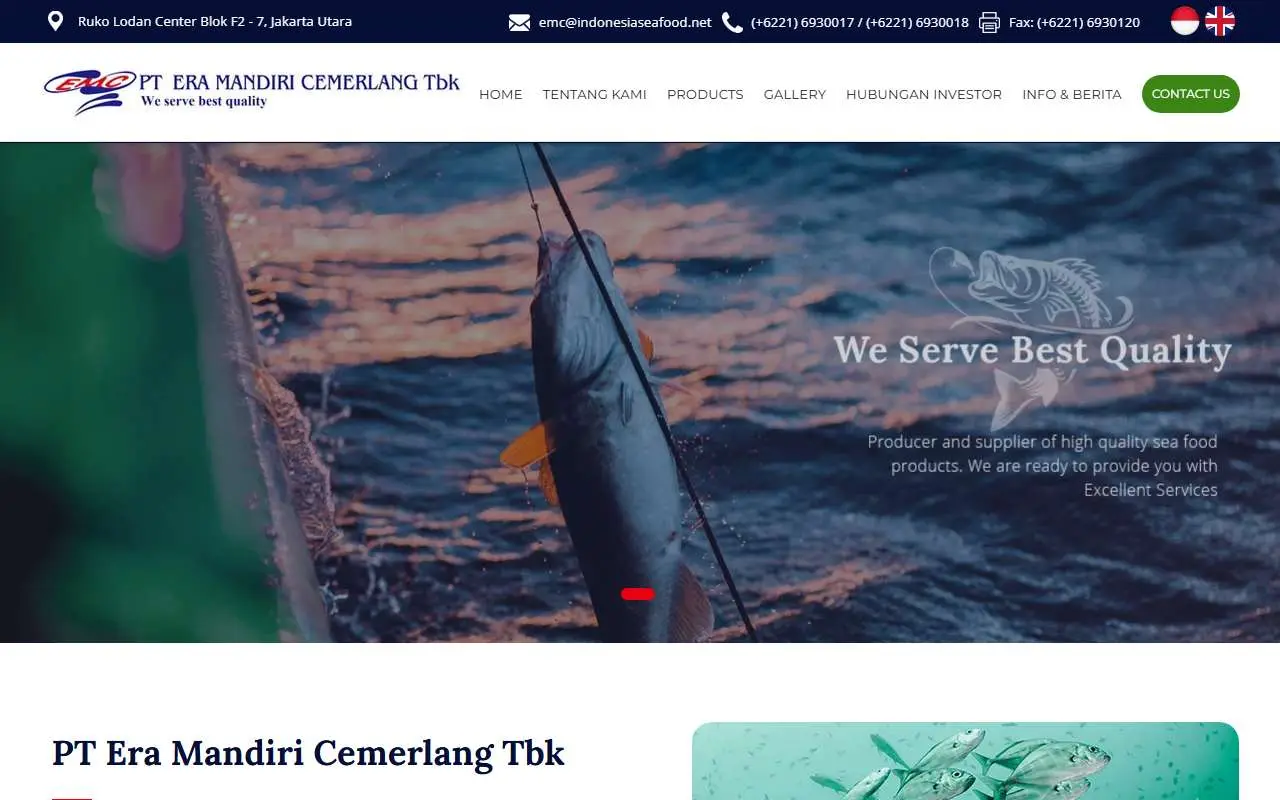 Tampilan website resmi Era Mandiri Cemerlang (indonesiaseafood.net)