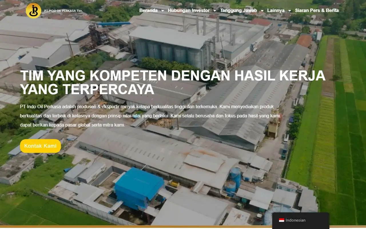 Tampilan website resmi Indo Oil Perkasa (indooilperkasa.com)