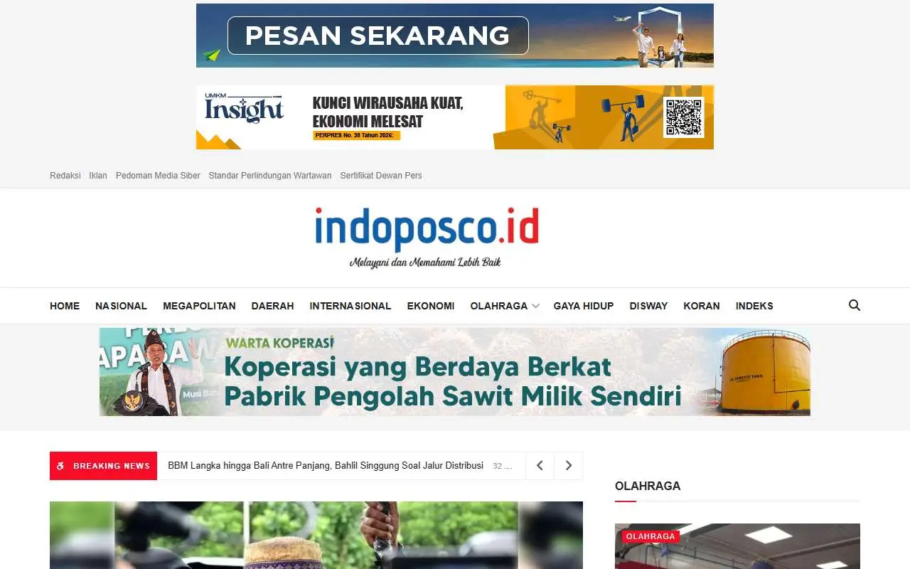 Tampilan website resmi Indoposco (indoposco.id)