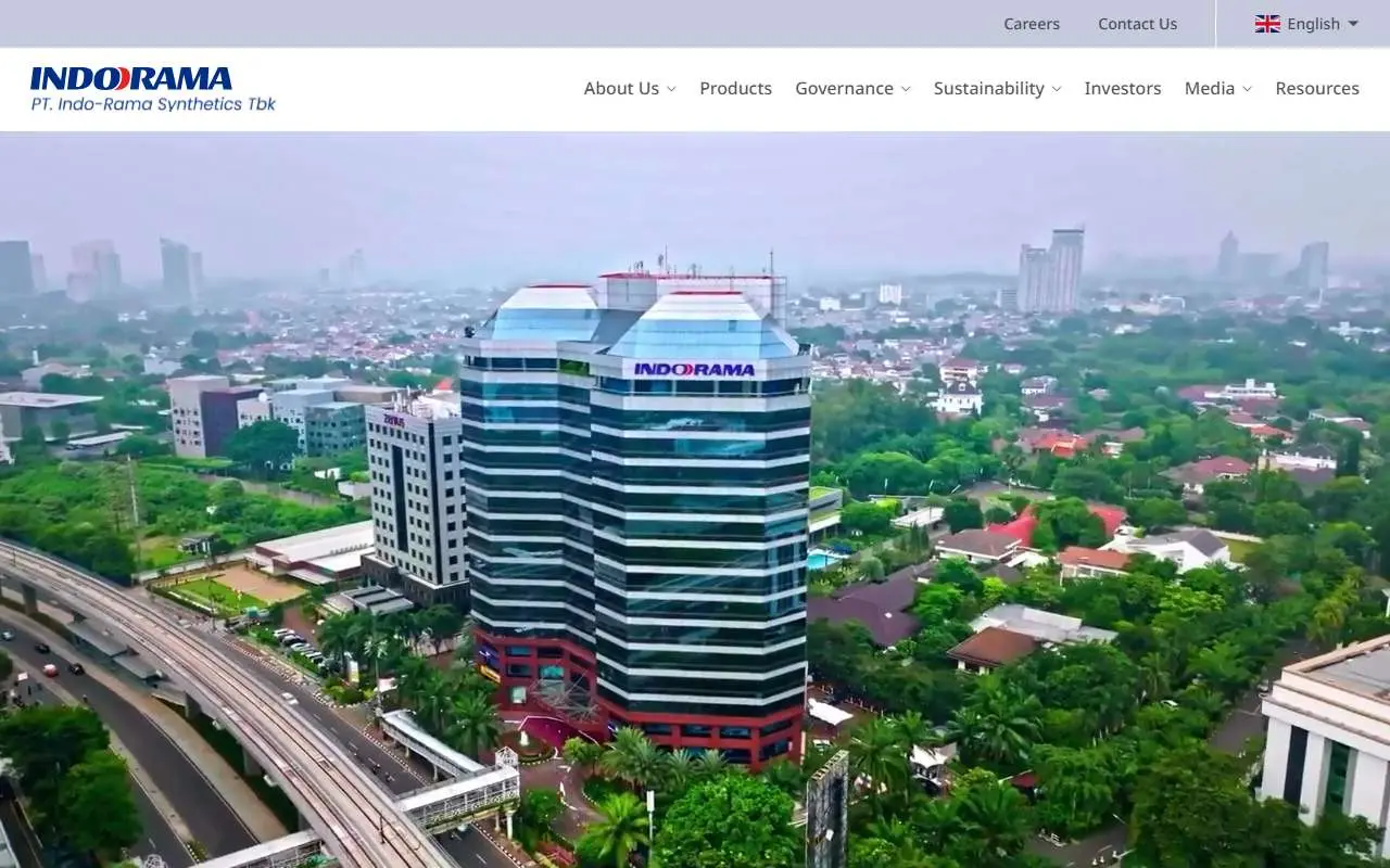 Tampilan website resmi Indo-Rama Synthetics (indorama.co.id)