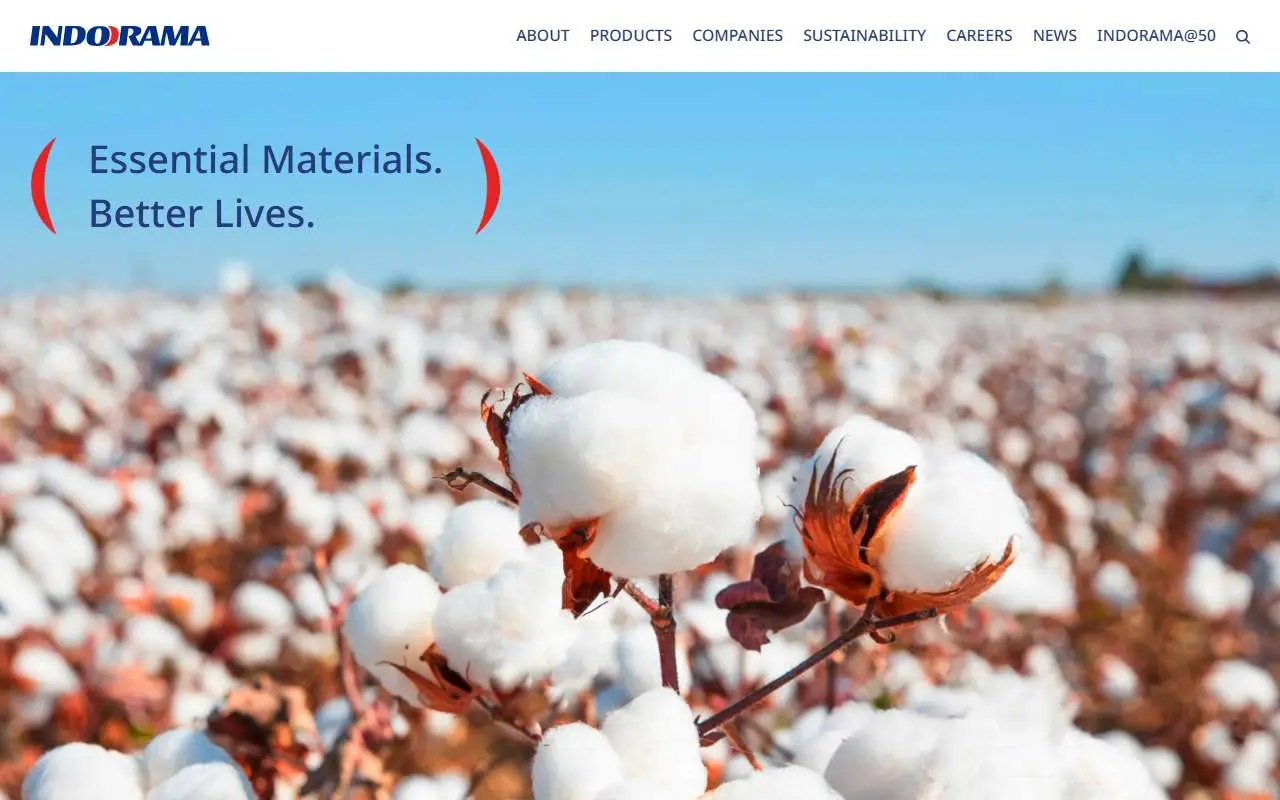 Tampilan website resmi Indorama Synthetics (indorama.com)