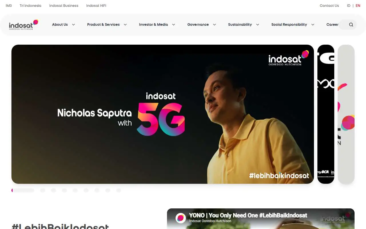 Tampilan website resmi Indosat Ooredoo Hutchison (ioh.co.id)