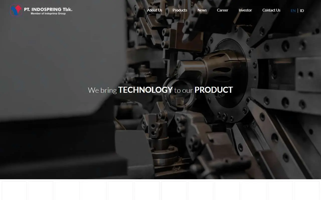 Tampilan website resmi Indospring (indospring.co.id)