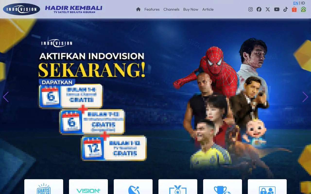 Tampilan website resmi Indovision (indovision.tv)