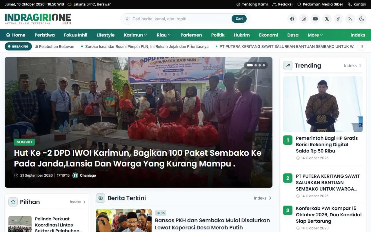 Tampilan website resmi Indragirione (indragirione.com)