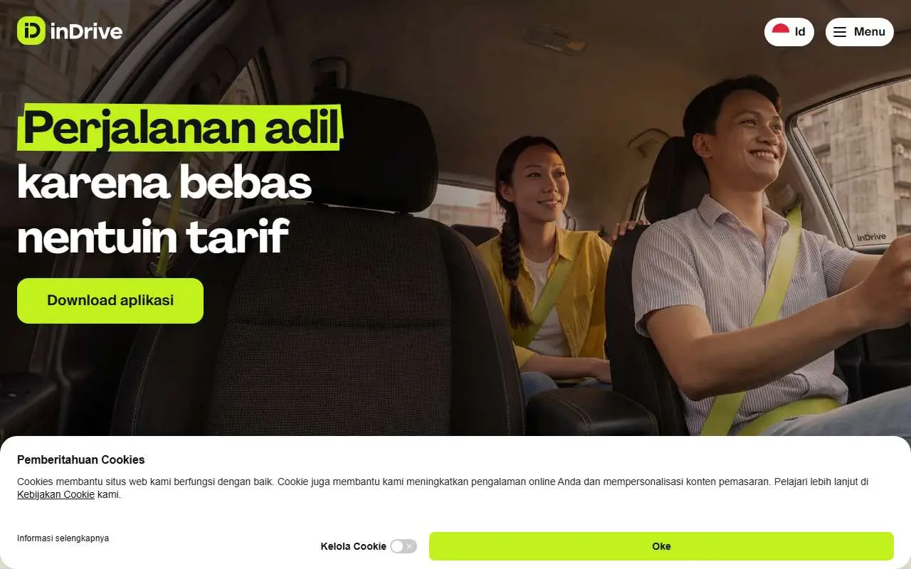 Tampilan website resmi inDrive (indrive.com)
