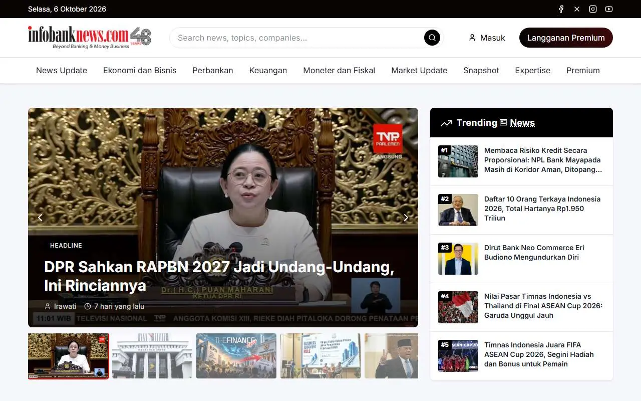 Tampilan website resmi InfoBank News (infobanknews.com)