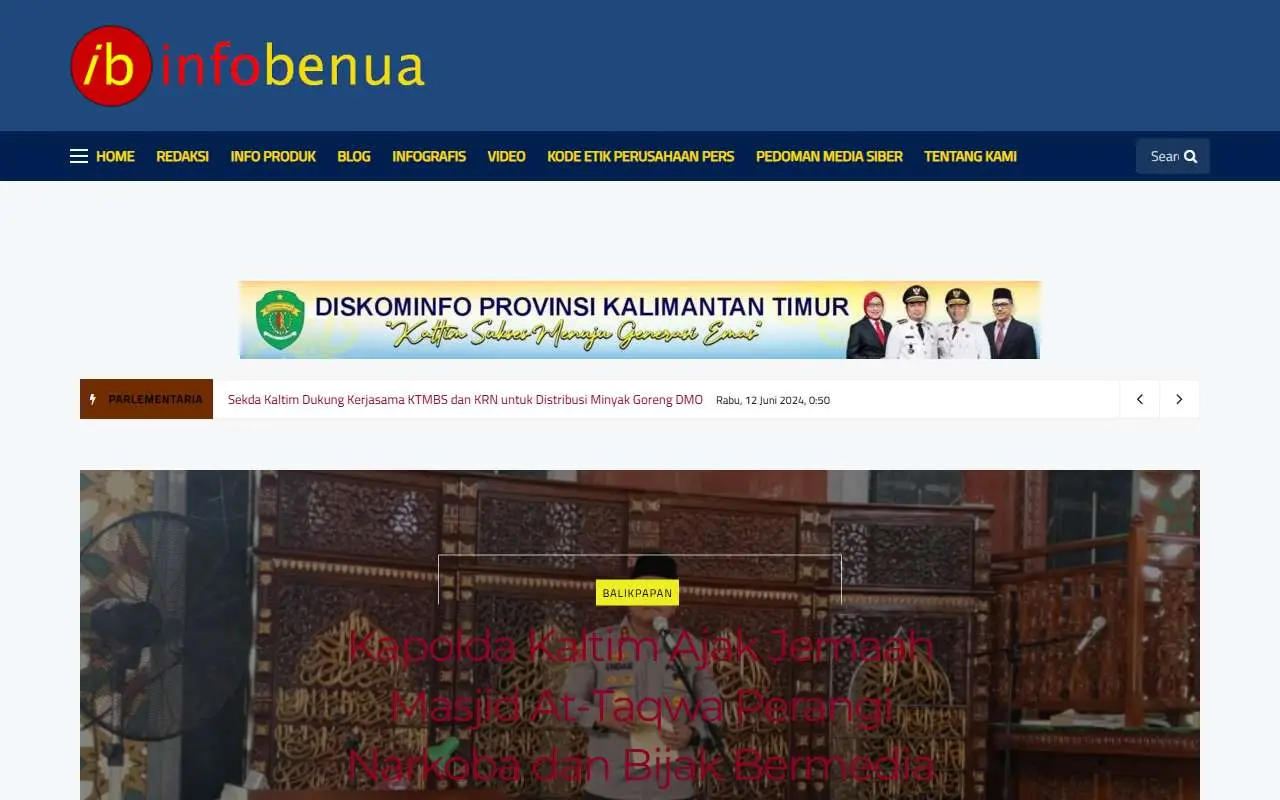 Tampilan website resmi Info Benua (infobenua.com)