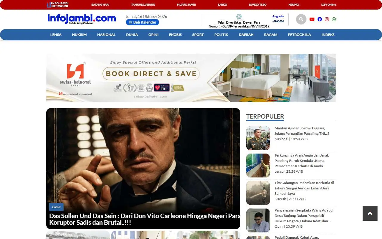 Tampilan website resmi Infojambi (infojambi.com)