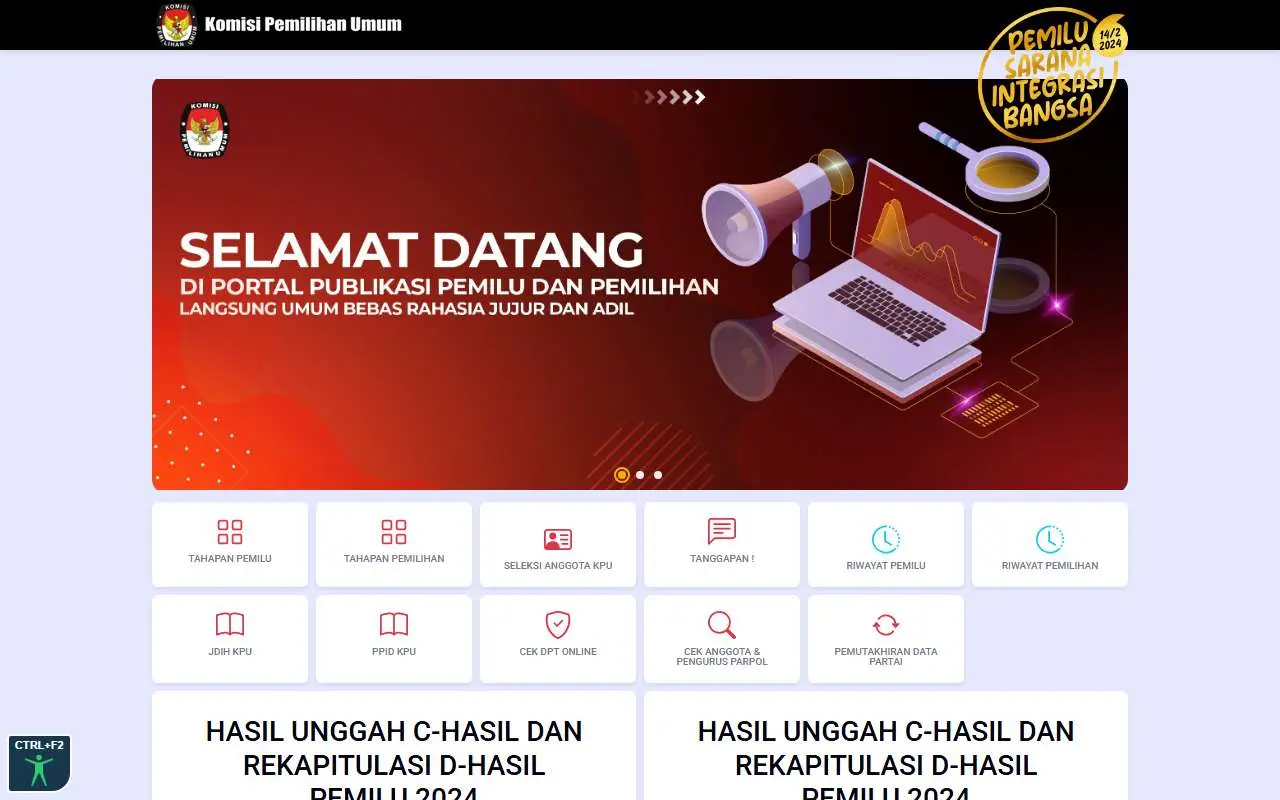 Tampilan website resmi Info Pemilu KPU (infopemilu.kpu.go.id)
