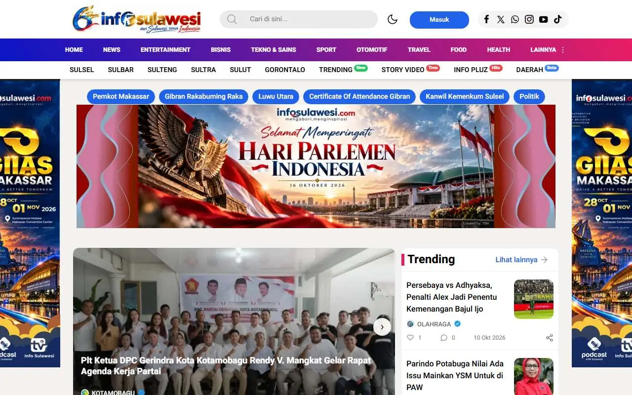 Tampilan website resmi Info Sulawesi (infosulawesi.com)