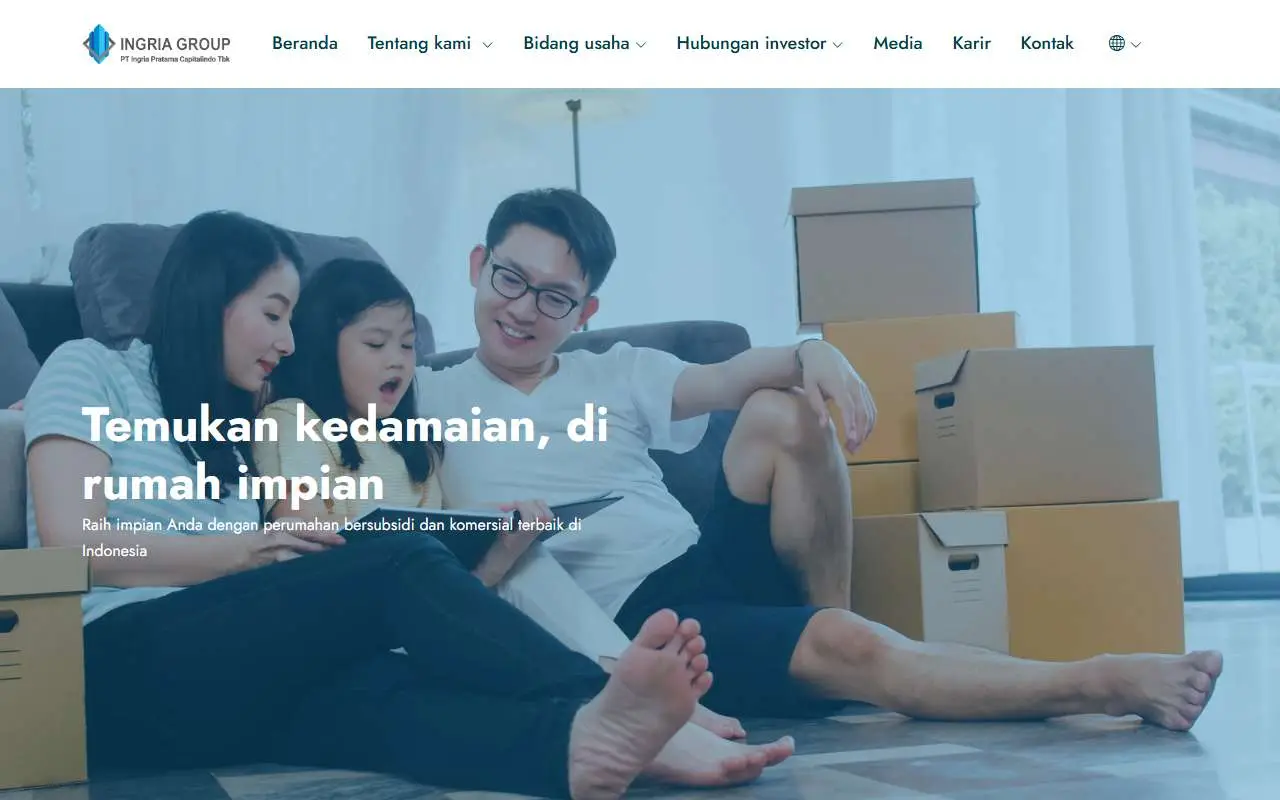 Tampilan website resmi Ingria Pratama Capitalindo (ingriagroup.com)