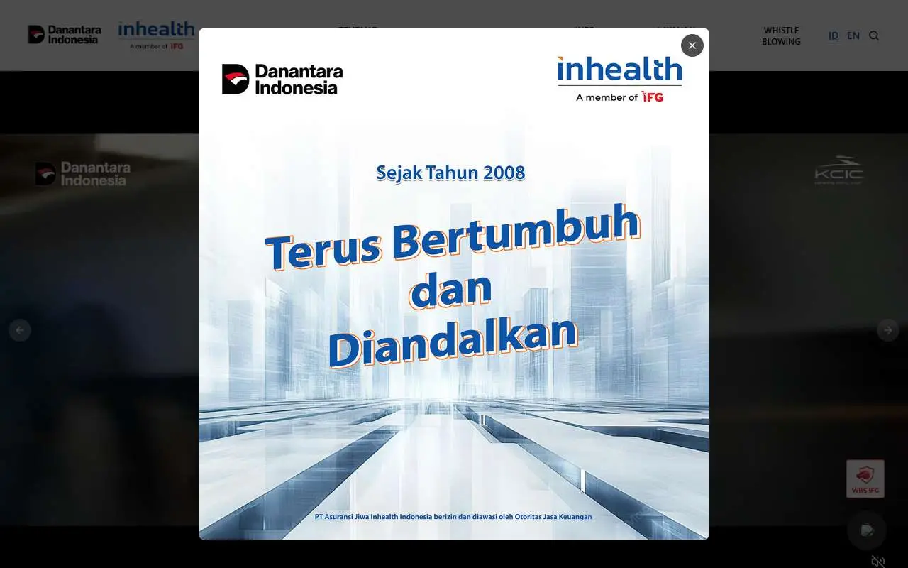 Tampilan website resmi Mandiri Inhealth (inhealth.co.id)