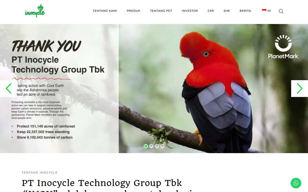 Tampilan website resmi Inocycle Technology Group (inocycle.com)