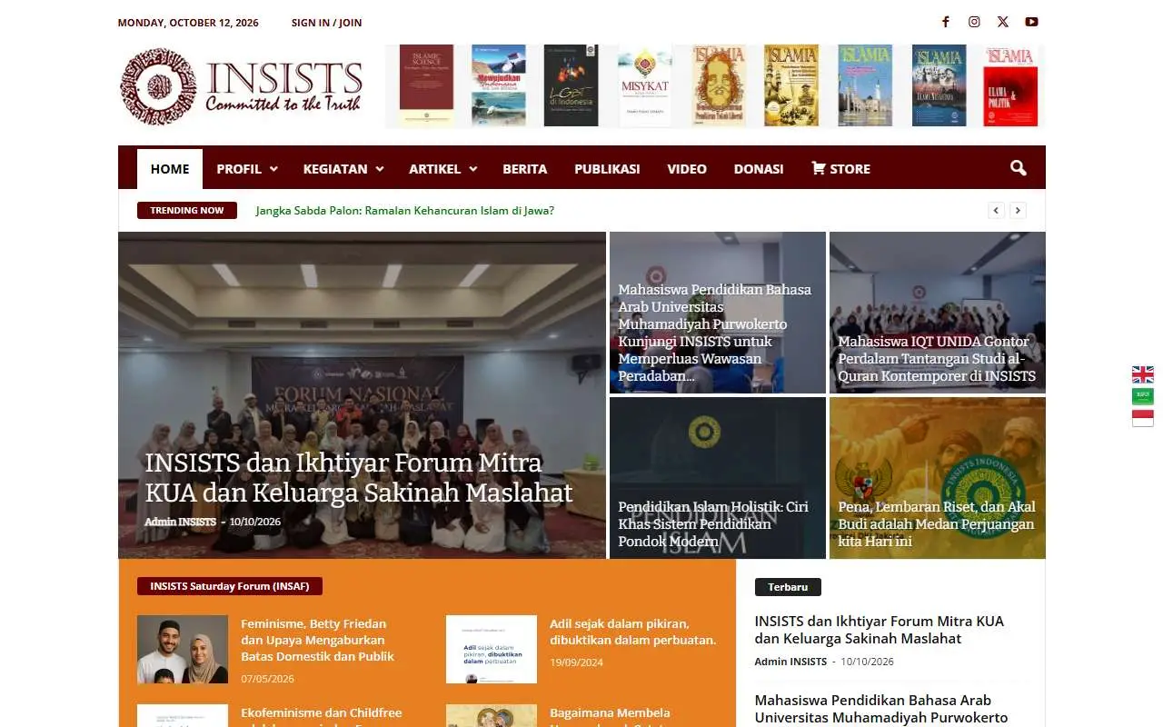 Tampilan website resmi INSISTS (insists.id)