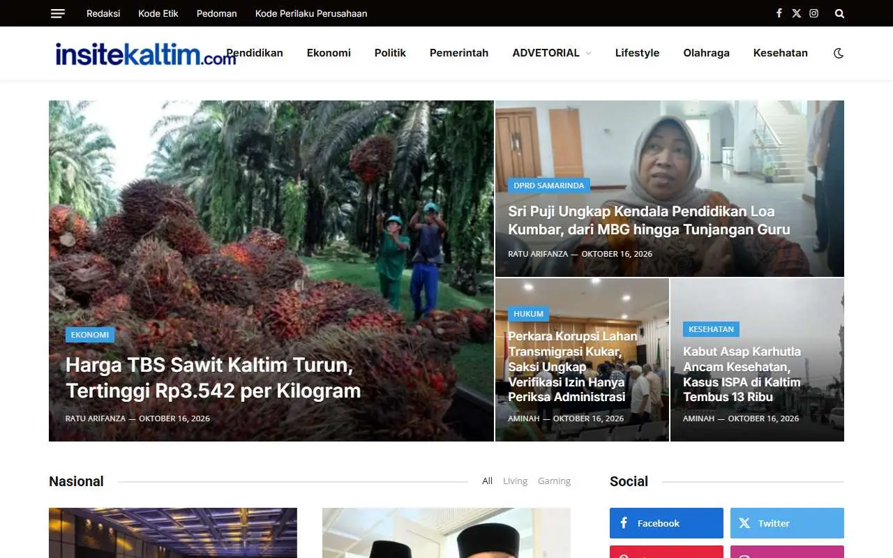 Tampilan website resmi Insitekaltim (insitekaltim.com)
