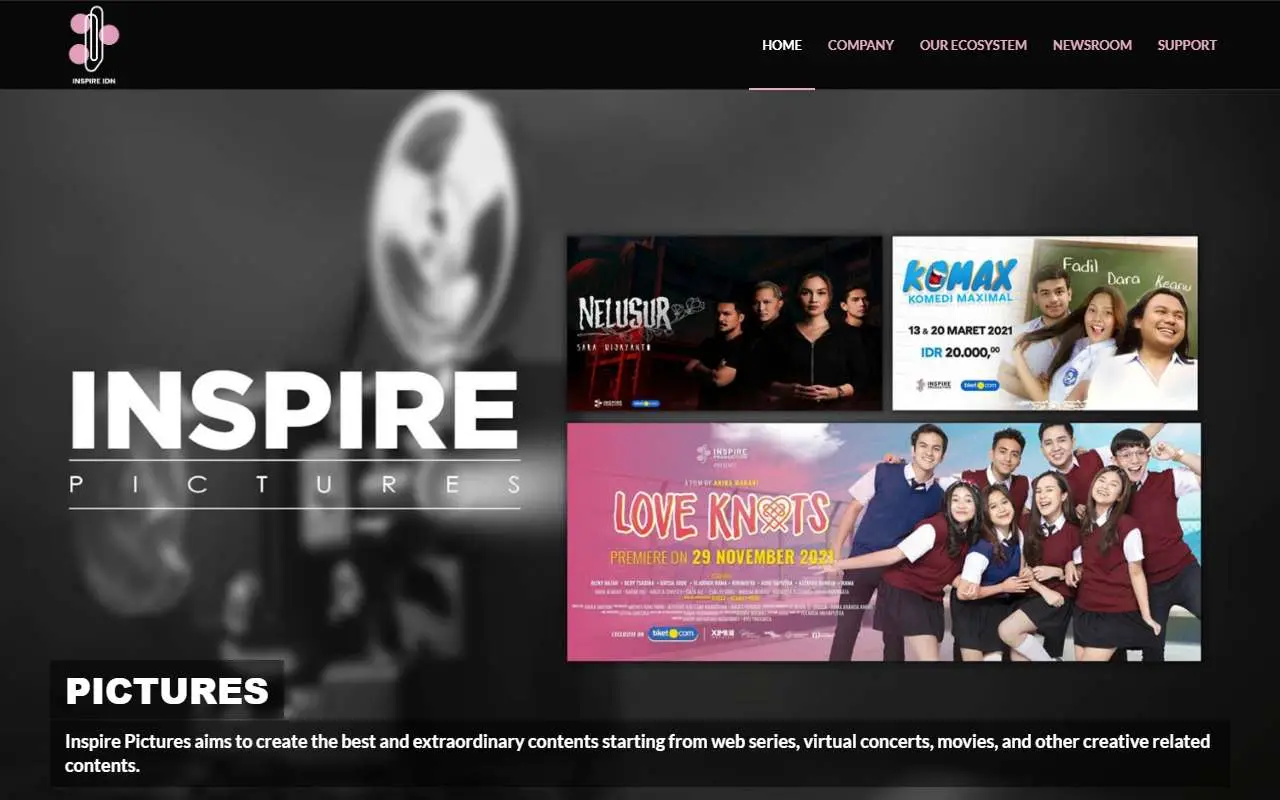 Tampilan website resmi Inspire Music (inspireidn.com)