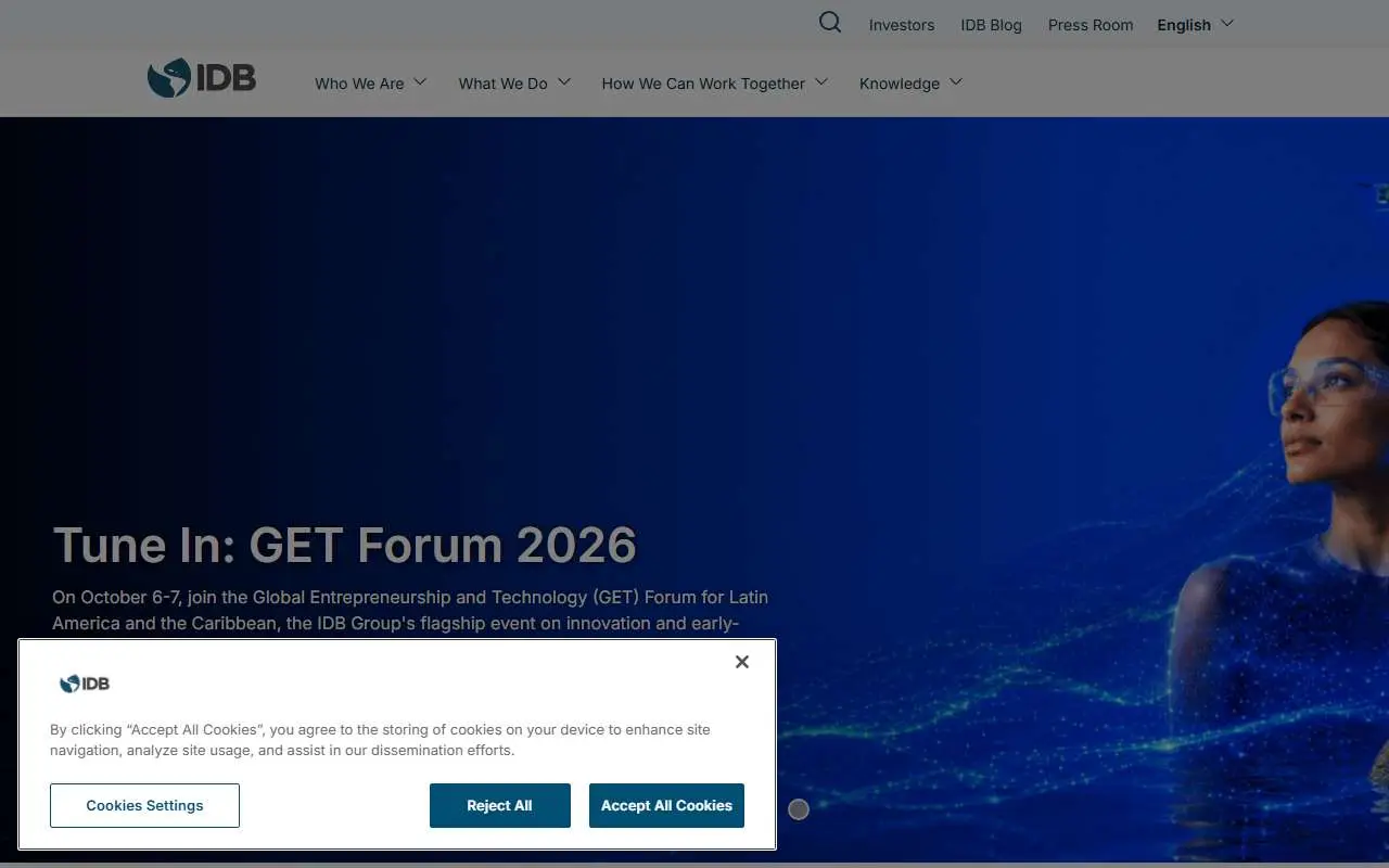Tampilan website resmi Inter-American Development Bank (iadb.org)