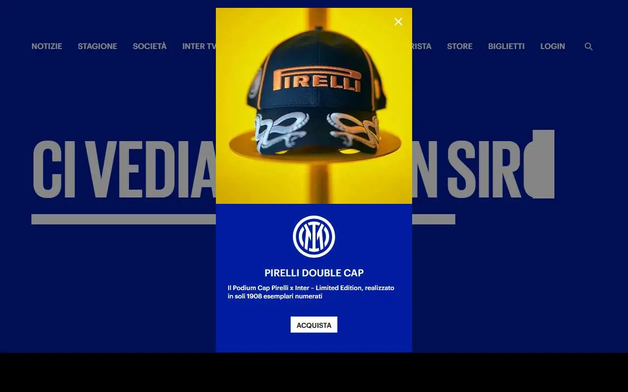 Tampilan website resmi Football Club Internazionale Milano (inter.it)