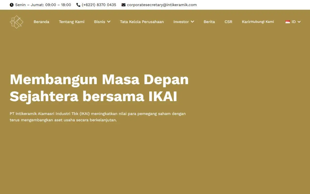 Tampilan website resmi Intikeramik Alamasri Industri (intikeramik.com)