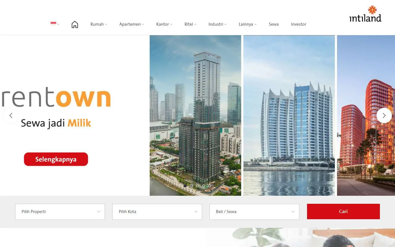 Tampilan website resmi Intiland (intiland.com)
