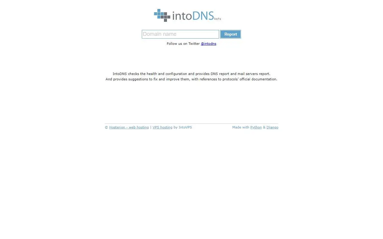 Tampilan website resmi IntoDNS (intodns.com)