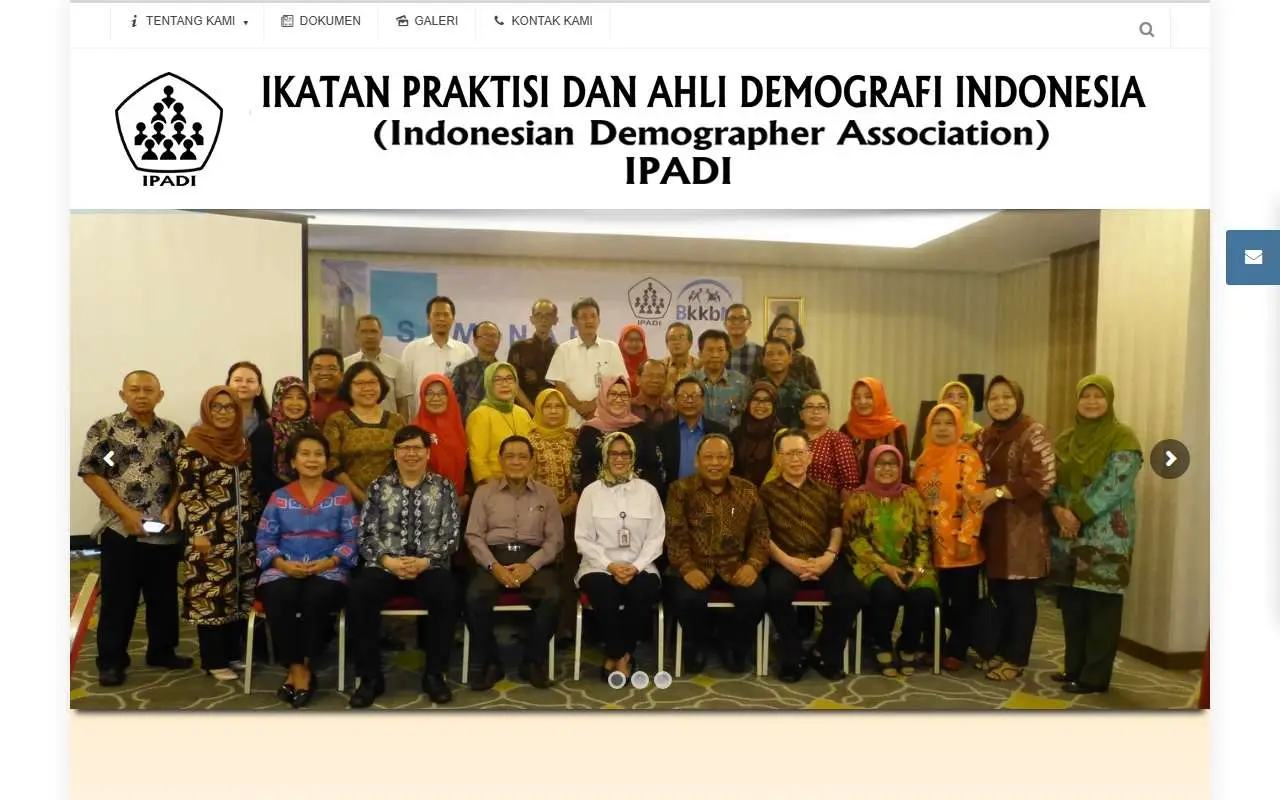 Tampilan website resmi Indonesian Demographers Association (ipadi.org)