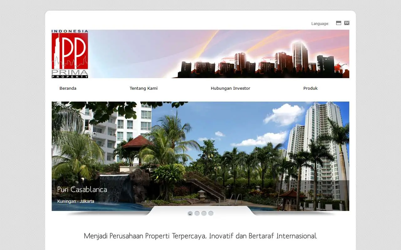 Tampilan website resmi Indonesia Prima Property (ipp.co.id)
