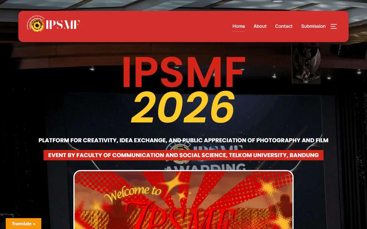 Tampilan website resmi IPSMF (ipsmfest.com)