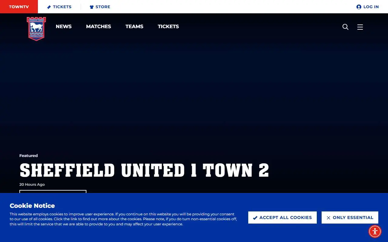 Tampilan website resmi Ipswich Town F.C. (itfc.co.uk)