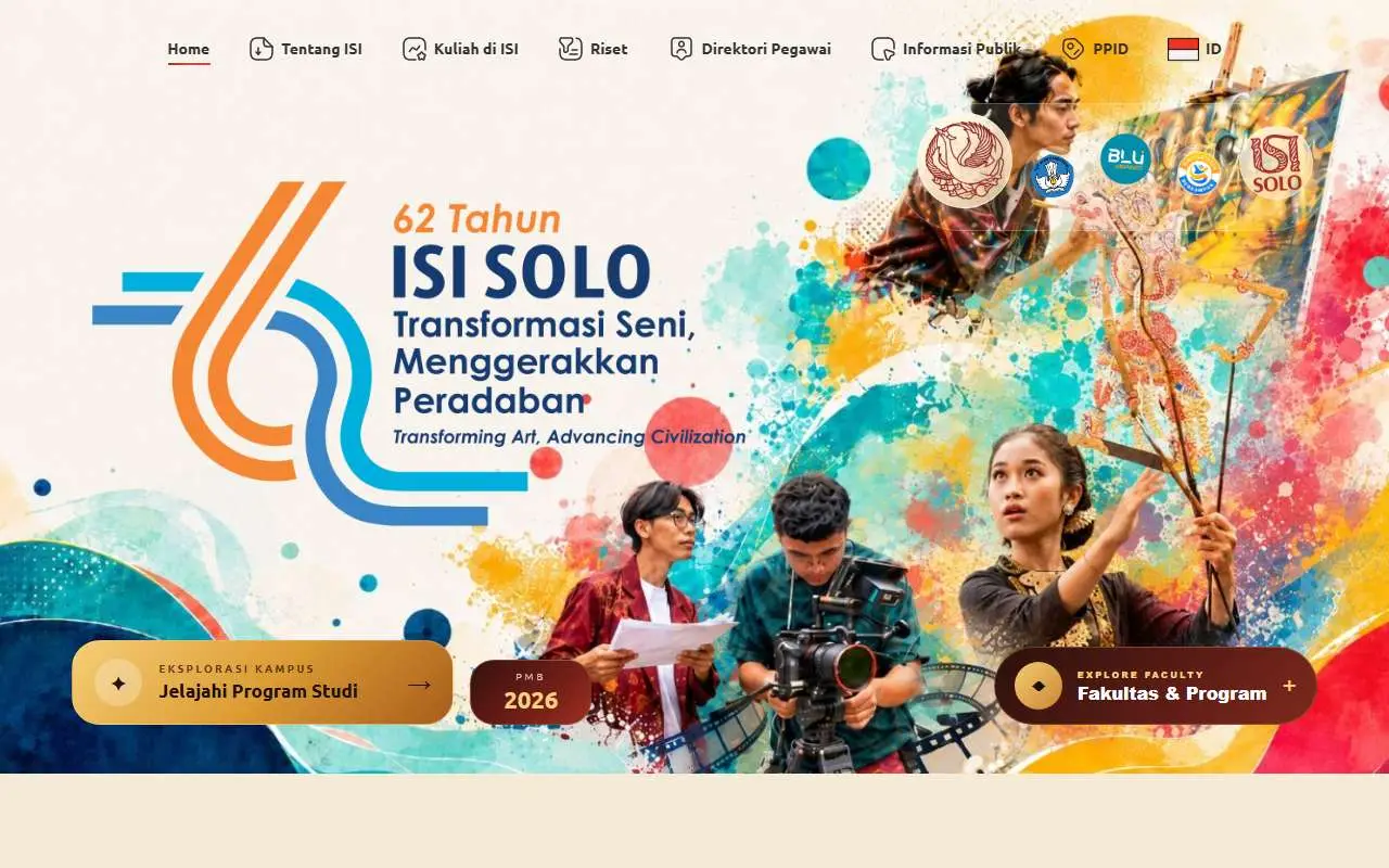 Tampilan website resmi Institut Seni Indonesia Surakarta (isi-ska.ac.id)