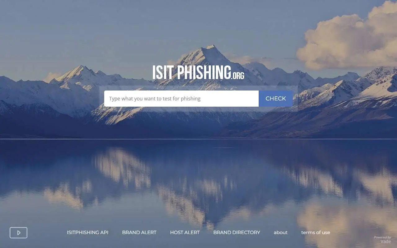 Tampilan website resmi IsItPhishing (isitphishing.org)