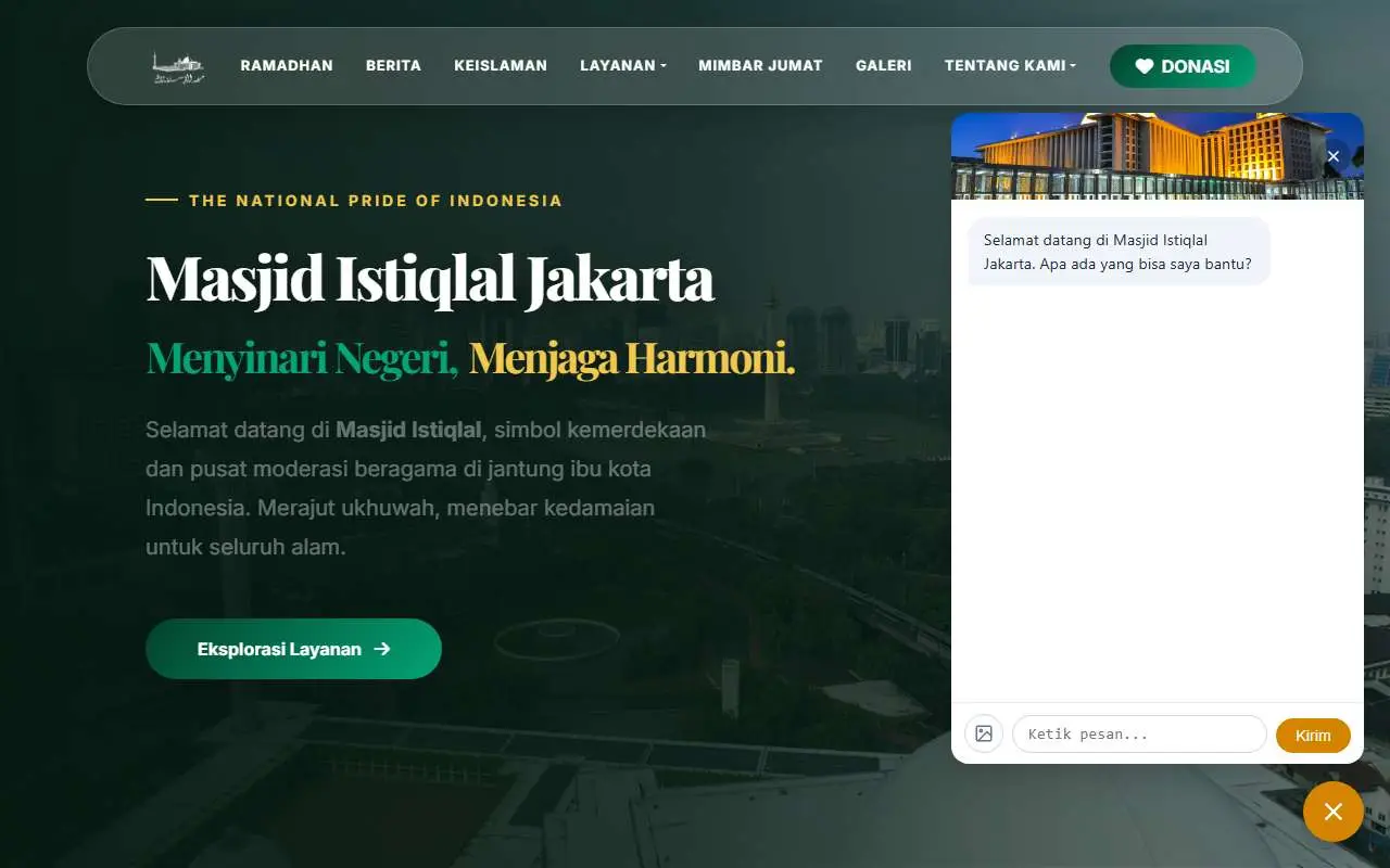 Tampilan website resmi Masjid Istiqlal (istiqlal.or.id)