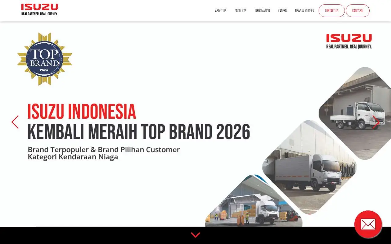 Tampilan website resmi Isuzu Indonesia (isuzu-astra.com)