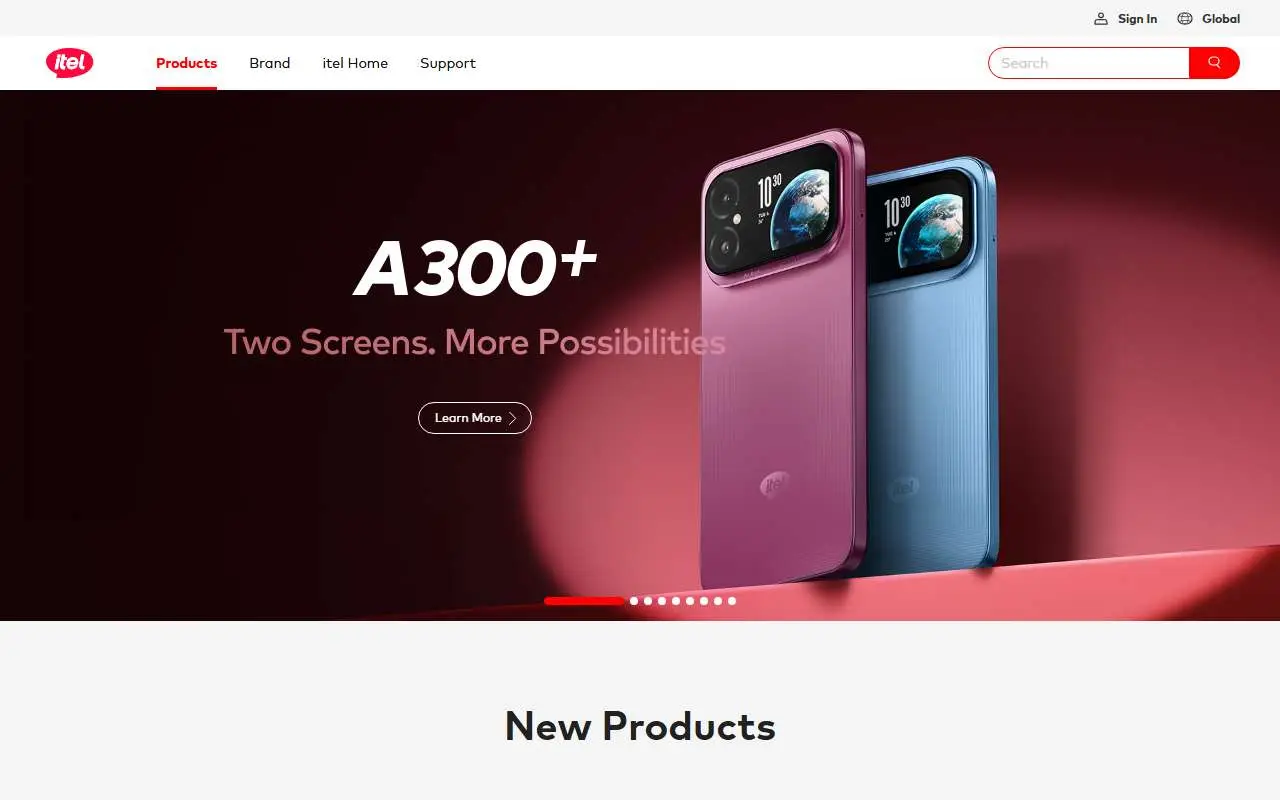 Tampilan website resmi itel (itel-life.com)