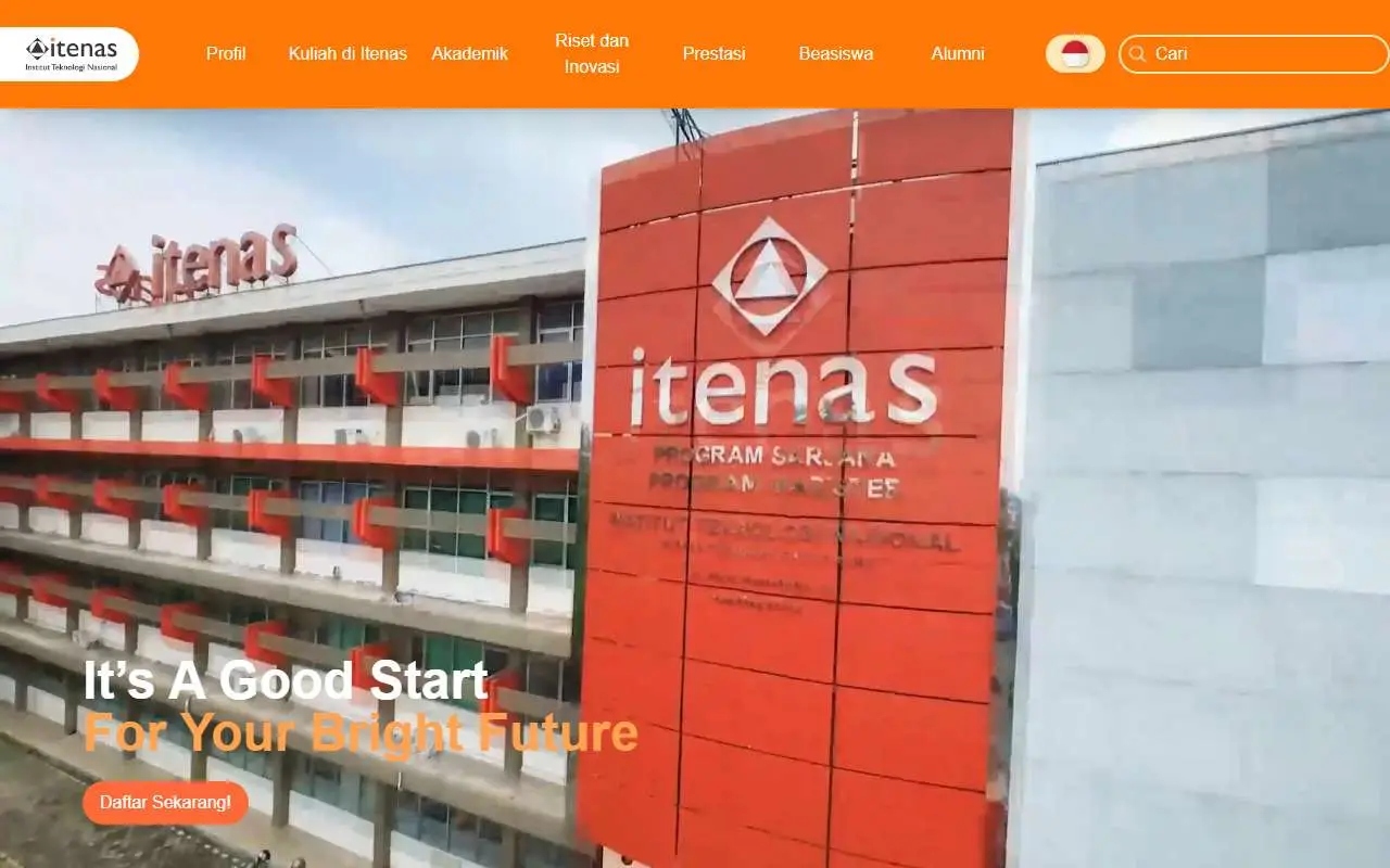 Tampilan website resmi Institut Teknologi Nasional (Bandung) (itenas.ac.id)