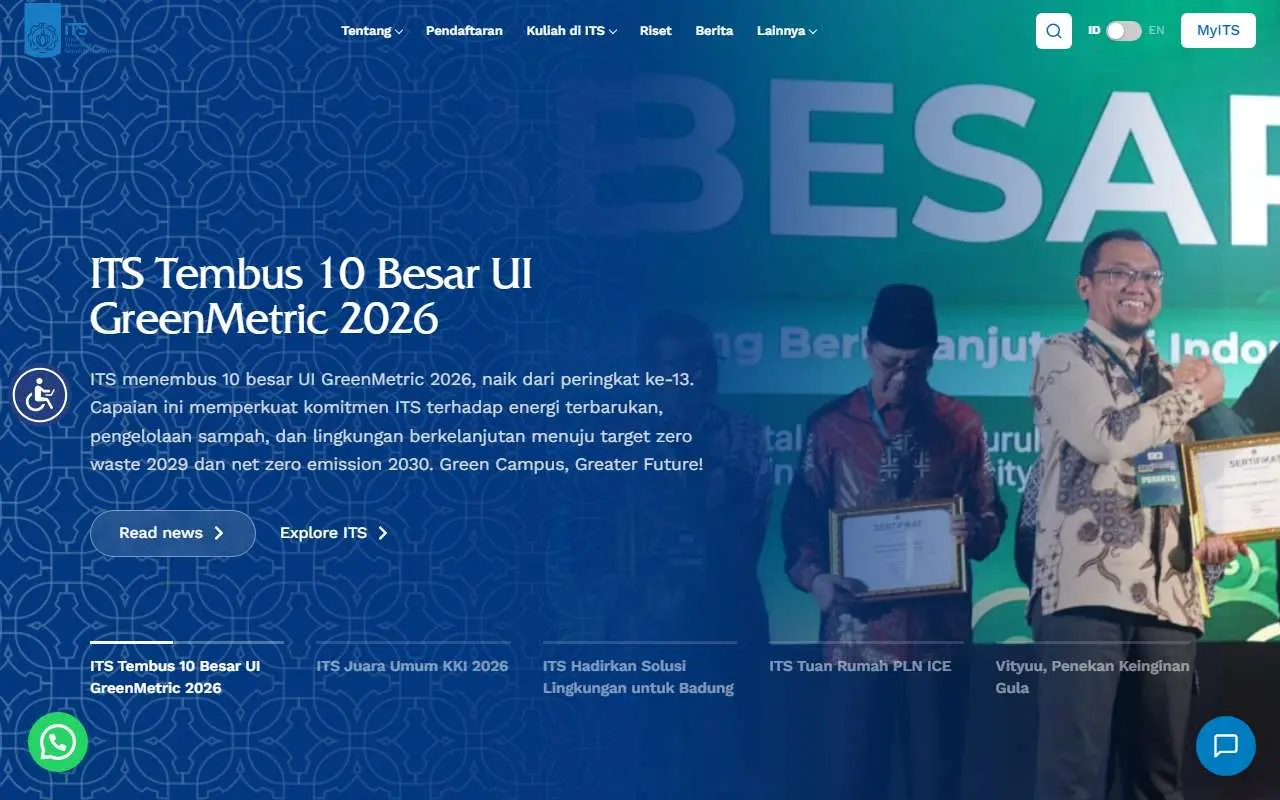 Tampilan website resmi Institut Teknologi Sepuluh Nopember (its.ac.id)