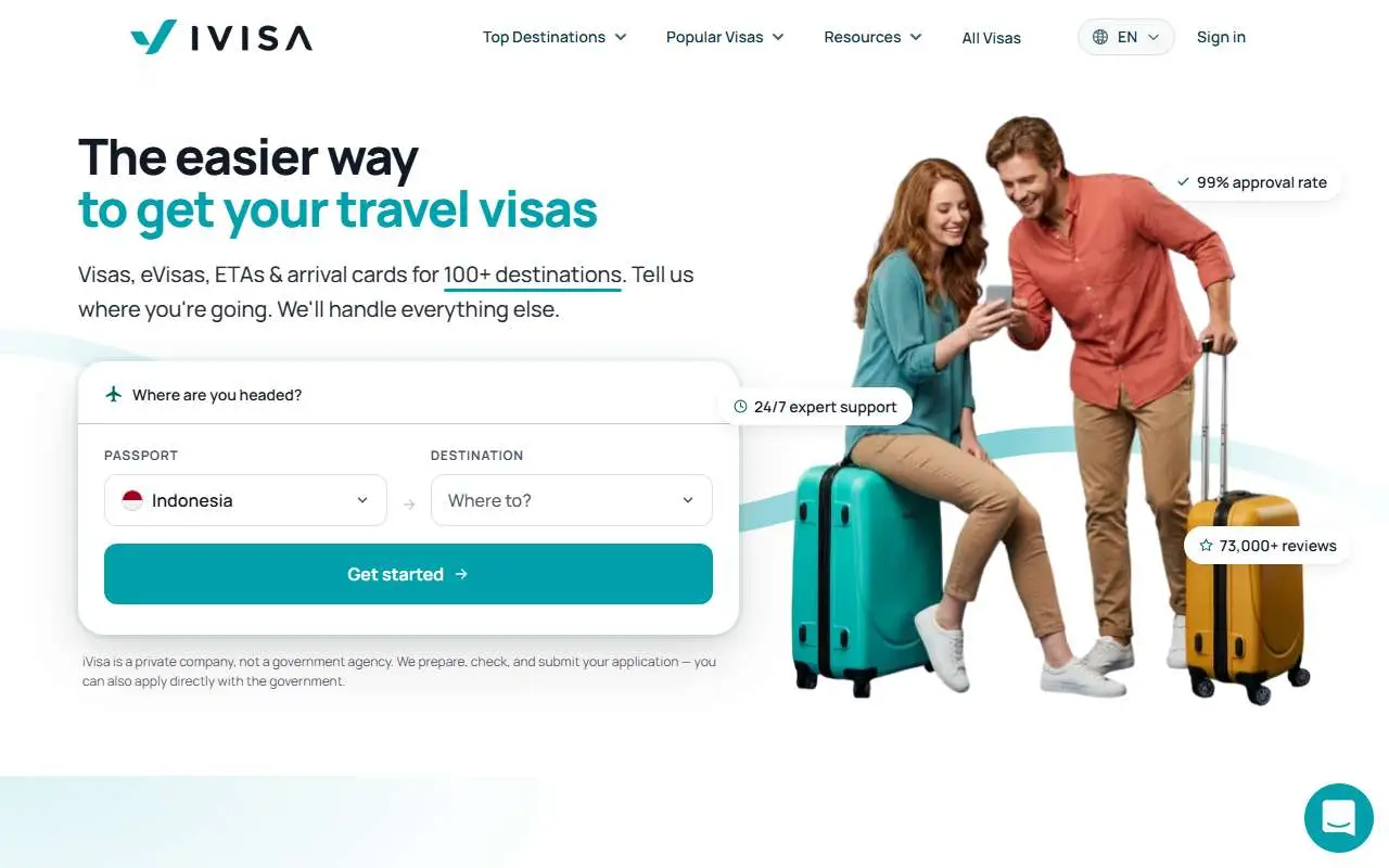 Tampilan website resmi iVisa (ivisa.com)